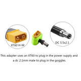 XT60 Battery adapter for Fatshark/Skyzone Goggles (Black) - DroneDynamics.ca