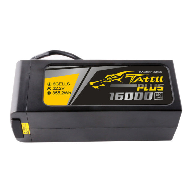 Tattu Plus 16000mAh 6S 15C 22.2V Lipo Battery Pack with XT90S