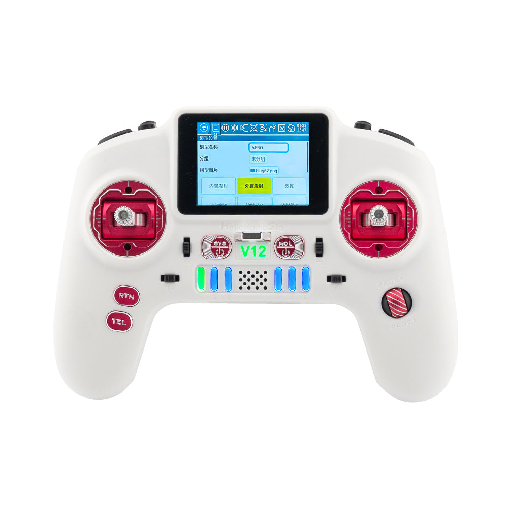 HelloRadio V12 CNC Max M2 Radio White Red (ELRS 2.4G)
