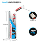 GNB 1S 3.7V 450mAh 80C PH2.0 Cabled LiPo Battery Long Type