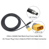HP RJX - XT60 Male Bullet Connector to Male DC 5.5mm X 2.1mm DC5521 Rubber Power Cable for T12 Electric Soldering Iron - DroneDynamics.ca
