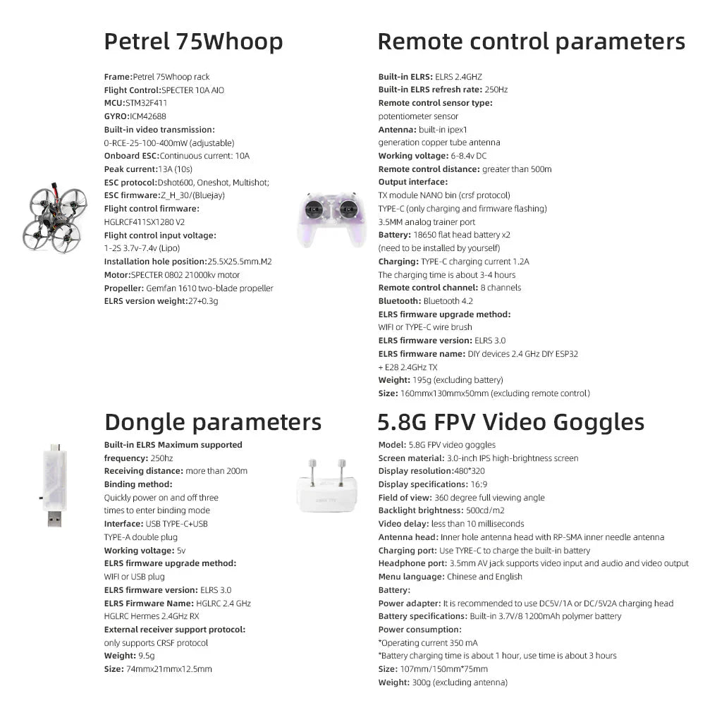 HGLRC Petrel 75 Whoop 1S RTF Kit