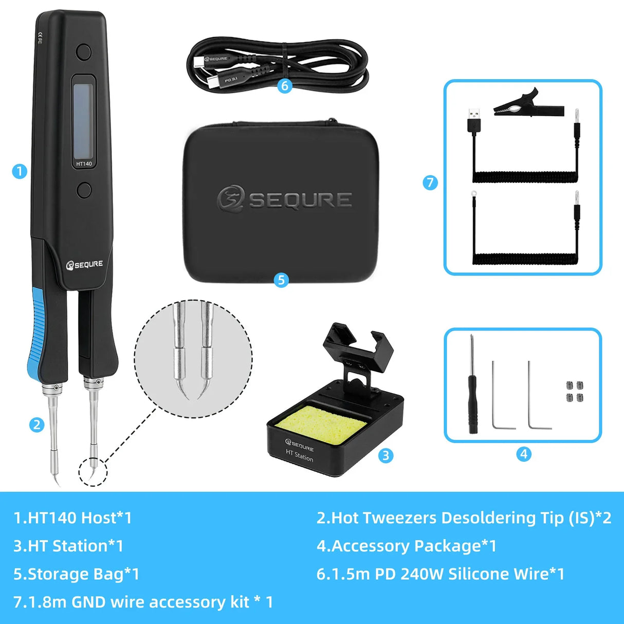 SEQURE HT140 2-IN-1 Hot Tweezers And Soldering Iron (IS Tip)